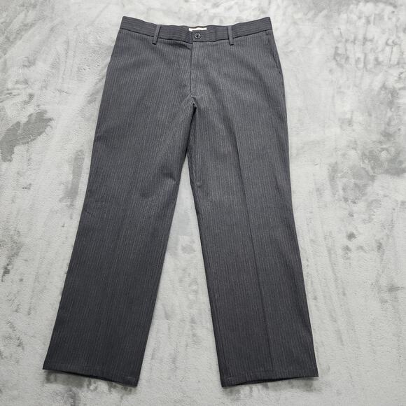 Dockers Pants Mens 34 x 30 Gray Striped Straight Fit Flat Front Chino Stretch - Picture 1 of 11